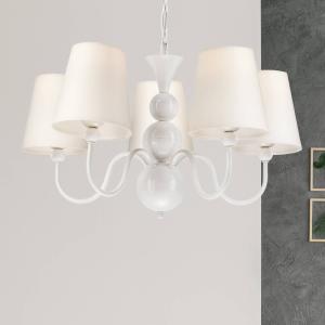 Luster Mary s piatimi tienidlami na lampu, biely