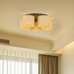 Stropné svietidlo Jovin s piatimi ratanovými tienidlami