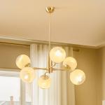 Luster Santon, mosadz antik/biela, 6-pl