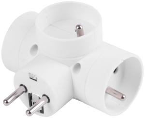 Rozdvojka do zásuvky, biela, rozbočovacia zásuvka, 230 V, IP20