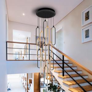 LED závesné svietidlo Colette, 14 svetiel, čierna/ružové zlato, okrúhle