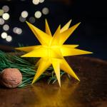 STERNTALER LED hviezda, žltá, Ø 55 cm, 18 hrotov, IP44