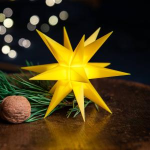STERNTALER LED hviezda, žltá, Ø 55 cm, 18 hrotov, IP44