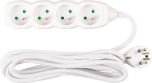 Predlžovací kábel DG-F804B 3 m, biely, 4 zásuvky