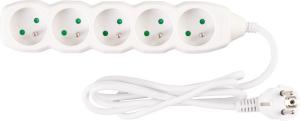 Predlžovací kábel DG-F805B 1,5 m, biely, 5 zásuviek