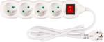 Predlžovací kábel DG-F804BK 1,5 m, biely, 4 zásuvky + vypínač