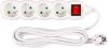 Predlžovací kábel DG-F804BK 3 m, biely, 4 zásuvky + vypínač