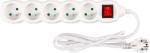 Predlžovací kábel DG-F805BK 1,5 m, biely, 5 zásuviek + vypínač