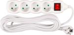Predlžovací kábel DG-F804BK 5 m, biely, 4 zásuvky + vypínač