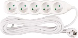 Predlžovací kábel DG-F805B 5 m, biely, 5 zásuviek