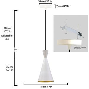 Závesné svietidlo Glenora, biele, Ø 18 cm, kov, E27