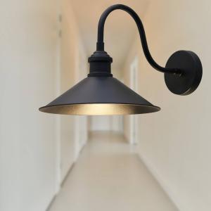 Nástenné svietidlo Christer, čierne, šírka 24 cm, kov, E27