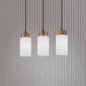 Závesné svietidlo Markus, opálové sklo/dubové drevo, dĺžka 60 cm 3 svetlá.