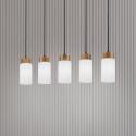 Závesné svietidlo Markus, opálové sklo/dubové drevo Dĺžka 100 cm 5 svetiel.
