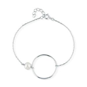 JwL Luxury Pearls Minimalistický strieborný náramok s pravou perlou JL0859