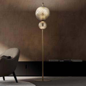 OLEV LED stojacia lampa TERRA&LUNA, hnedá, kov/sklo 184 cm 927