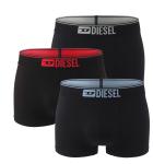 DIESEL - pánske boxerky 3PACK cotton stretch DIESEL logo black with blue & red color waist - limitovaná fashion edícia
