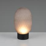 LED stolová lampa Facette, dymovo šedá, USB, sklo