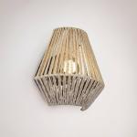 LED nástenné svetlo Lira, hnedé, papierová niť, dotykové, V 19 cm