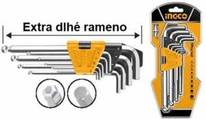 INGCO Kľuč imbus s guličkou predĺžený sada 9ks CrV 1.5-10mm INGCO