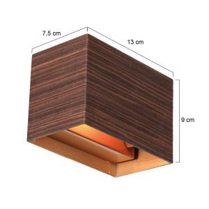 LED nástenné svetlo Muro 3365, drevený vzhľad, hranaté, G9, 2 700 K