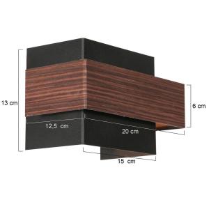 LED nástenné svetlo Muro 3368, drevený vzhľad, hore/dole, G9, 2 700 K