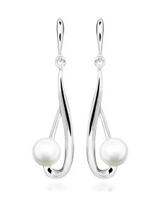 Silver Cat Strieborné visiace náušnice s pravou perlou Pearls SC612