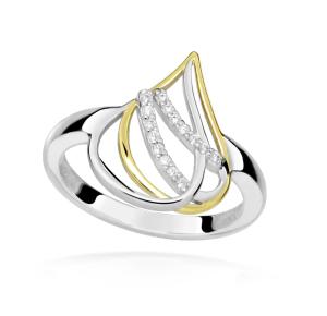 Silver Cat Elegantný strieborný prsteň so zirkónmi Bicolor SC608 58 mm