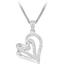 Silver Cat Strieborný náhrdelník so srdiečkom Love & Infinity SC603 (retiazka, prívesok)
