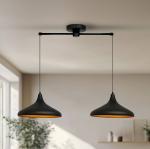 Závesné svietidlo Claus, čierne, dĺžka 85 cm, 2 svetlá, kov