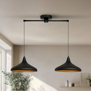 Závesné svietidlo Claus, čierne, dĺžka 85 cm, 2 svetlá, kov