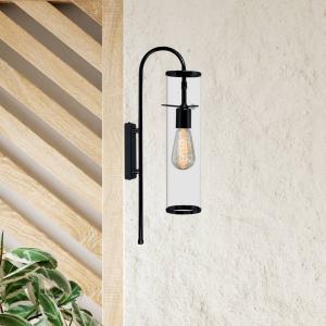 Nástenné svietidlo Leona, čierne, výška 57 cm, kov, E27