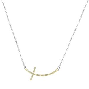 MOISS Jemný bicolor náhrdelník s kubickými zirkónmi Krízok N0000334