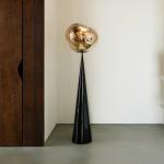 Tom Dixon Melt Cone Fat, zlatá farba, podstavec čierny, 175 cm