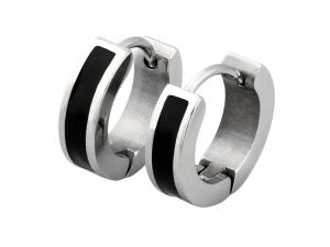 Sam`s Artisans Náušnice Čierna línia kruhy Chirurgická oceľ INM005