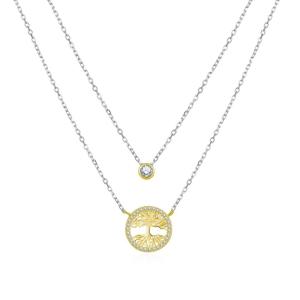 MOISS Bicolor strieborný dvojitý náhrdelník Strom života N0000366