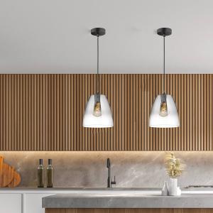 Závesné svietidlo Miro 1-pl. sklo dymovo šedé/čisté Ø20cm