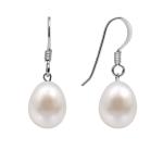 AURA Strieborné visiace náušnice s pravou perlou Kyoto Pearl TKKP012C