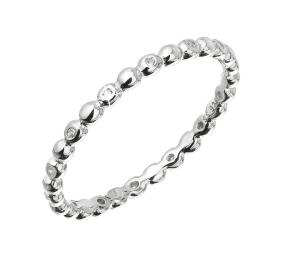 Evolution Group Minimalistický strieborný prsteň so zirkónmi 15005.1 crystal 53 mm