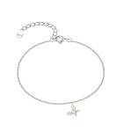 MOISS Strieborná retiazka na nohu Motýľ B0001366