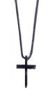 Marc Malone Nadčasový čierny náhrdelník z ocele Kríž MCGN5048B