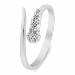 Brilio Silver Luxusný otvorený prsteň s čírymi zirkónmi RI153W 52 mm