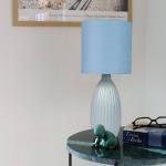 PR Home Stolová lampa Uno, modrá, výška 37 cm, textil/keramika