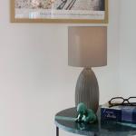 PR Home Stolová lampa Uno, hnedá, výška 37 cm, textil/keramika