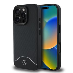 Mercedes Wood Imitation and Smooth Leather MagSafe Zadní Kryt pro iPhone 16 Pro Max Black