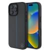 Mercedes Leather Blue Stripe MagSafe Zadní Kryt pro iPhone 16 Pro Anthracite Grey