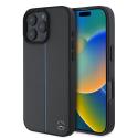 Mercedes Leather Blue Stripe MagSafe Zadní Kryt pro iPhone 16 Pro Anthracite Grey