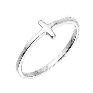 Evolution Group Štýlový strieborný prsteň Krížik 65001 54 mm