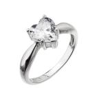 Evolution Group Nežný strieborný prsteň so zirkónom Srdce 15015.1 crystal 52 mm