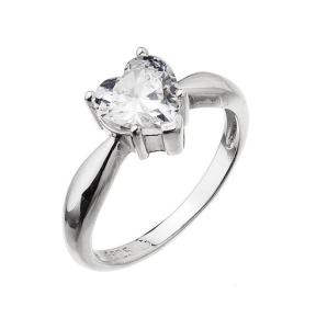 Evolution Group Nežný strieborný prsteň so zirkónom Srdce 15015.1 crystal 52 mm